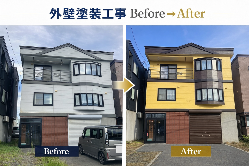 施工事例|石狩市O様邸外壁・屋根塗装工事