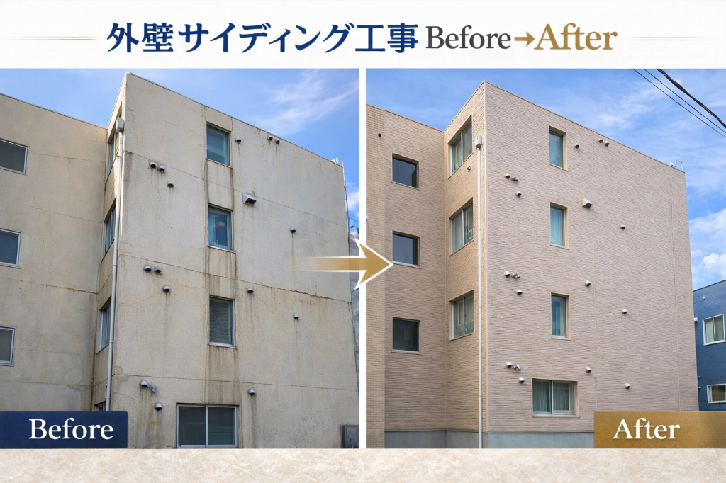 施行事例|白老町 L様邸サイディング張り替え工事