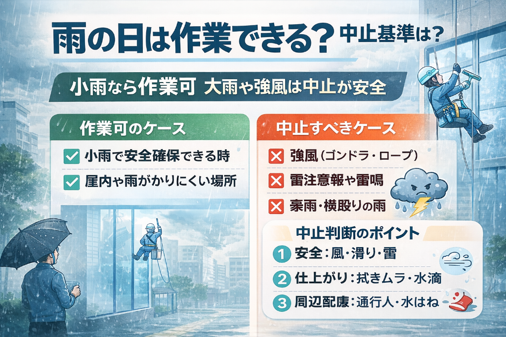 雨の日は作業できる？中止基準は？