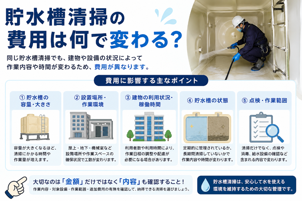 貯水槽清掃って、建物によって金額が違うのはなぜですか?