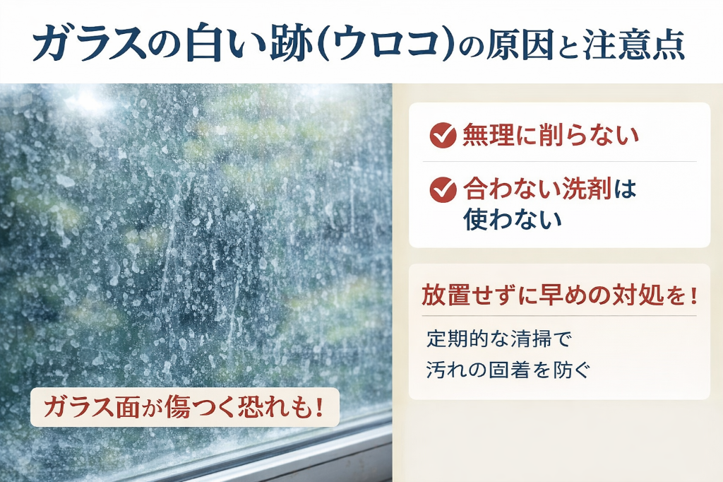 ガラスの白いウロコの原因と注意点