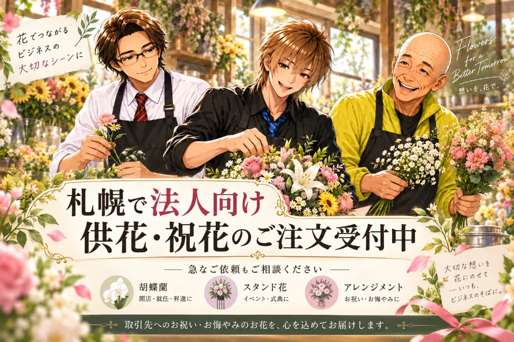 札幌で法人向け供花・祝花のご注文受付中｜急な花の手配・継続利用もマルイチへ